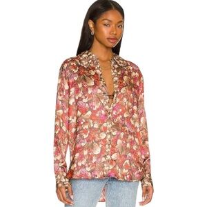 Revolve Tell Your Friends Jeanne Floral Print Long Sleeve Shirt XS NWT